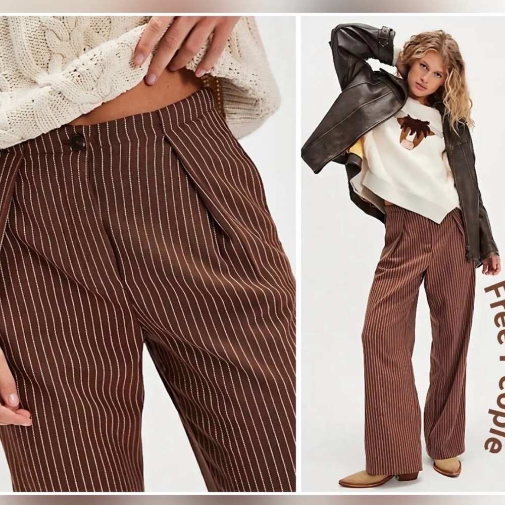 Free People Tyler Trouser Brown Striped